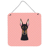 Caroline'S Treasures Checkerboard Pink Doberman Wall Or Door Hanging Prints, 6 X 6