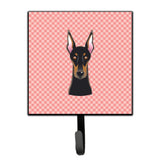 Caroline'S Treasures Bb1245Sh4 Checkerboard Pink Doberman Leash Or Key Holder, Small, Multicolor
