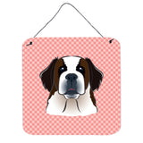 Caroline'S Treasures Checkerboard Pink Saint Bernard Wall Or Door Hanging Prints, 6 X 6