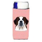 Checkerboard Pink Saint Bernard Ultra Beverage Insulators For Slim Cans Bb1246Muk