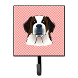 Caroline'S Treasures Bb1246Sh4 Checkerboard Pink Saint Bernard Leash Or Key Holder, Small, Multicolor