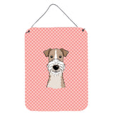 Caroline'S Treasures Checkerboard Pink Wire Haired Fox Terrier Wall Or Door Hanging Prints, 16 X 12
