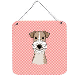 Caroline'S Treasures Checkerboard Pink Wire Haired Fox Terrier Wall Or Door Hanging Prints, 6 X 6