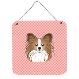 Caroline'S Treasures Checkerboard Pink Papillion Wall Or Door Hanging Prints, 6 X 6