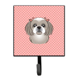 Caroline'S Treasures Bb1250Sh4 Checkerboard Pink Gray Silver Shih Tzu Leash Or Key Holder, Small, Multicolor