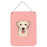 Caroline'S Treasures Bb1252Ds1216 Checkerboard Pink Golden Retriever Wall Or Door Hanging Prints, 16 X 12