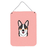 Caroline'S Treasures Bb1255Ds1216 Checkerboard Pink Corgi Wall Or Door Hanging Prints, 16 X 12