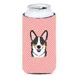 Checkerboard Pink Corgi Tall Boy Beverage Insulator Hugger Bb1255Tbc