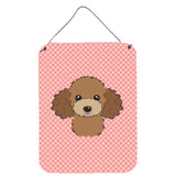 Caroline'S Treasures Checkerboard Pink Chocolate Brown Poodle Wall Or Door Hanging Prints, 16 X 12