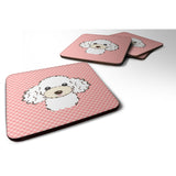 Caroline'S Treasures Bb1257Fc Checkerboard Pink White Poodle Foam Coaster (Set Of 4), 3.5 H X 3.5 W, Multicolor