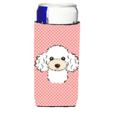 Checkerboard Pink White Poodle Ultra Beverage Insulators For Slim Cans Bb1257Muk