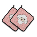 Caroline'S Treasures Checkerboard Pink White Poodle Pair Of Pot Holders Bb1257Pthd, 7.5Hx7.5W, Multicolor