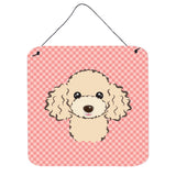 Caroline'S Treasures Checkerboard Pink Buff Poodle Wall Or Door Hanging Prints, 6 X 6