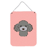 Caroline'S Treasures Checkerboard Pink Silver Gray Poodle Wall Or Door Hanging Prints, 16 X 12
