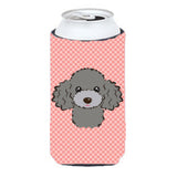 Checkerboard Pink Silver Gray Poodle Tall Boy Beverage Insulator Hugger Bb1259Tbc