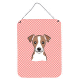 Caroline'S Treasures Bb1260Ds1216 Checkerboard Pink Jack Russell Terrier Wall Or Door Hanging Prints, 16 X 12