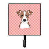 Caroline'S Treasures Bb1260Sh4 Checkerboard Pink Jack Russell Terrier Leash Or Key Holder, Small, Multicolor