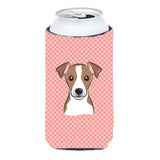 Checkerboard Pink Jack Russell Terrier Tall Boy Beverage Insulator Hugger Bb1260Tbc