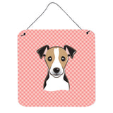 Caroline'S Treasures Bb1261Ds66 Checkerboard Pink Jack Russell Terrier Wall Or Door Hanging Prints, 6 X 6