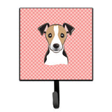 Caroline'S Treasures Bb1261Sh4 Checkerboard Pink Jack Russell Terrier Leash Or Key Holder, Small, Multicolor