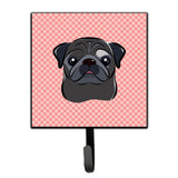 Caroline'S Treasures Bb1263Sh4 Checkerboard Pink Black Pug Leash Or Key Holder, Small, Multicolor