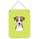 Caroline'S Treasures Bb1264Ds1216 Checkerboard Lime Green Jack Russell Terrier Wall Or Door Hanging Prints, 16 X 12