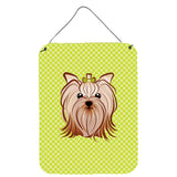 Caroline'S Treasures Checkerboard Lime Green Yorkie Yorkishire Terrier Wall Or Door Hanging Prints, 16 X 12
