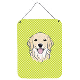 Caroline'S Treasures Bb1267Ds1216 Checkerboard Lime Green Golden Retriever Wall Or Door Hanging Prints, 16 X 12