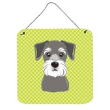 Caroline'S Treasures Checkerboard Lime Green Schnauzer Wall Or Door Hanging Prints, 6 X 6