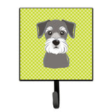 Caroline'S Treasures Bb1268Sh4 Checkerboard Lime Green Schnauzer Leash Or Key Holder, Small, Multicolor