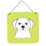 Caroline'S Treasures Checkerboard Lime Green Maltese Wall Or Door Hanging Prints, 6 X 6