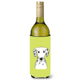 Checkerboard Lime Green Dalmatian Wine Bottle Beverage Insulator Hugger Bb1272Literk
