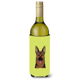 Checkerboard Lime Green German Shepherd Wine Bottle Beverage Insulator Hugger Bb1273Literk