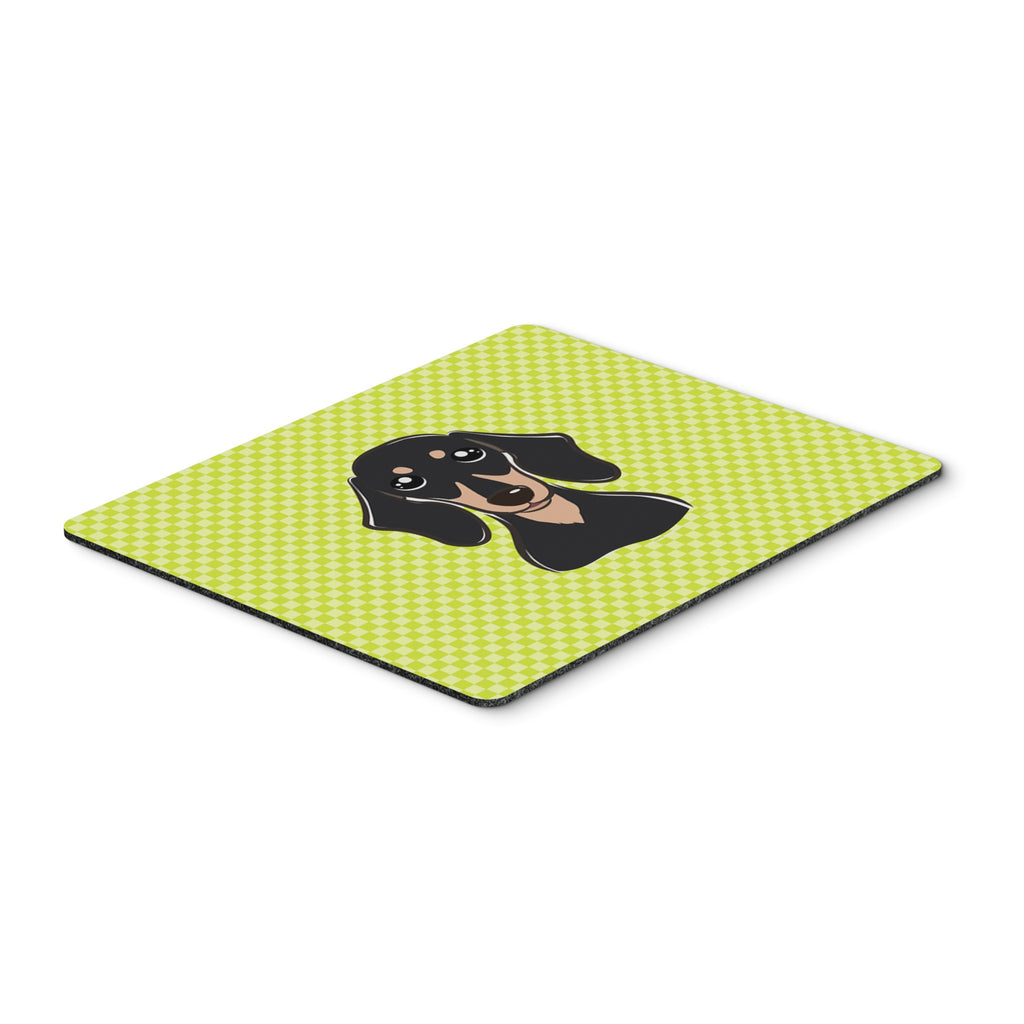 Caroline'S Treasures Checkerboard Lime Green Smooth Black And Tan Dachshund Mouse Pad/Trivet (Bb1277Mp)
