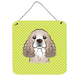 Caroline'S Treasures Checkerboard Lime Green Cocker Spaniel Wall Or Door Hanging Prints, 6 X 6