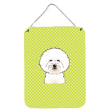 Caroline'S Treasures Checkerboard Lime Green Bichon Frise Wall Or Door Hanging Prints, 16 X 12