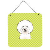 Caroline'S Treasures Checkerboard Lime Green Bichon Frise Wall Or Door Hanging Prints, 6 X 6