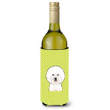 Checkerboard Lime Green Bichon Frise Wine Bottle Beverage Insulator Hugger Bb1279Literk
