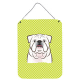 Caroline'S Treasures Checkerboard Lime Green White English Bulldog Wall Or Door Hanging Prints, 16 X 12