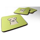 Caroline'S Treasures Bb1284Fc Checkerboard Lime Green Yellow Labrador Foam Coaster (Set Of 4), 3.5 H X 3.5 W, Multicol