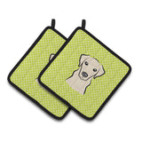 Caroline'S Treasures Checkerboard Lime Green Yellow Labrador Pair Of Pot Holders Bb1284Pthd, 7.5Hx7.5W, Multicolor