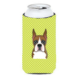 Checkerboard Lime Green Boxer Tall Boy Beverage Insulator Hugger Bb1285Tbc