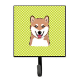 Caroline'S Treasures Bb1287Sh4 Checkerboard Lime Green Shiba Inu Leash Or Key Holder, Small, Multicolor