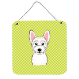 Caroline'S Treasures Checkerboard Lime Green Westie Wall Or Door Hanging Prints, 6 X 6