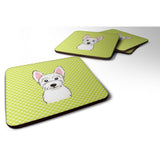Caroline'S Treasures Bb1288Fc Checkerboard Lime Green Westie Foam Coaster (Set Of 4), 3.5 H X 3.5 W, Multicolor