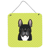 Caroline'S Treasures Bb1289Ds66 Checkerboard Lime Green French Bulldog Wall Or Door Hanging Prints, 6 X 6