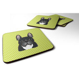 Caroline'S Treasures Bb1289Fc Checkerboard Lime Green French Bulldog Foam Coaster (Set Of 4), 3.5 H X 3.5 W, Multicolo