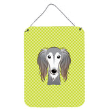Caroline'S Treasures Checkerboard Lime Green Saluki Wall Or Door Hanging Prints, 16 X 12