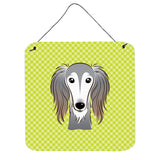 Caroline'S Treasures Checkerboard Lime Green Saluki Wall Or Door Hanging Prints, 6 X 6
