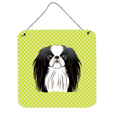 Caroline'S Treasures Checkerboard Lime Green Japanese Chin Wall Or Door Hanging Prints, 6 X 6